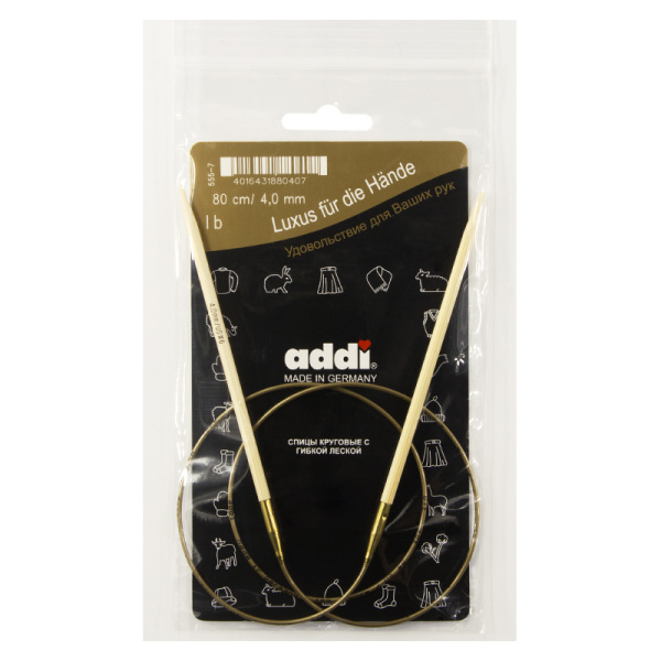 Спицы, круговые, бамбук addiNature BAMBOO №4, 80 см. Арт 555-7/4-80