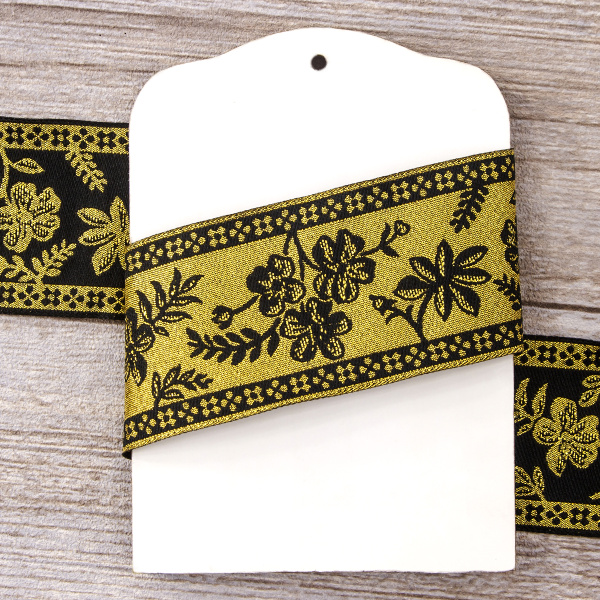 Лента жаккард с люрексом SAFISA, 50 мм, 15 м, цвет 01. Арт 9089-50мм-01            