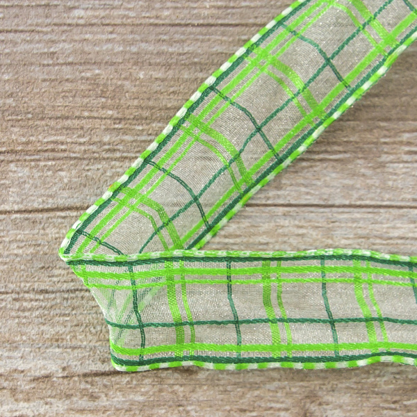 Лента органза с рисунком с проволокой по краю SAFISA, 25 мм, 15 м, цвет 62. Арт 25308-25мм-62