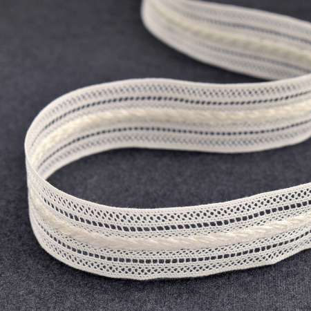 Мерсеризованное хлопковое кружево, 26 мм, цвет шампань. Арт 2178/72