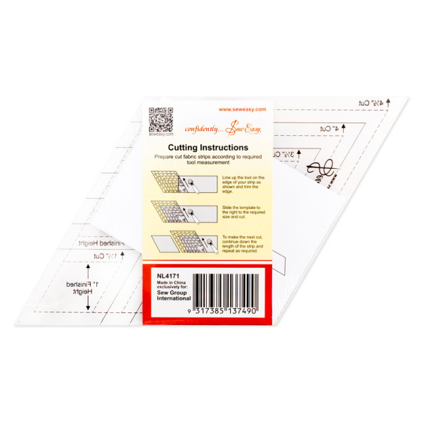 Лекало для создания ромбов с углом 60° на размеры от 1" до 4". Арт NL4171