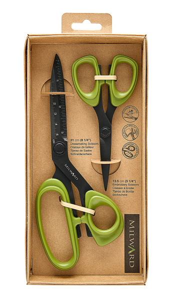 Набор ножниц для шитья и рукоделия, цвет черный, 21 и 13,5 см. Арт 9361042