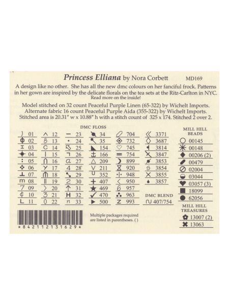 Схема для вышивания MIRABILIA "Принцесса Элиана". Арт MD169
