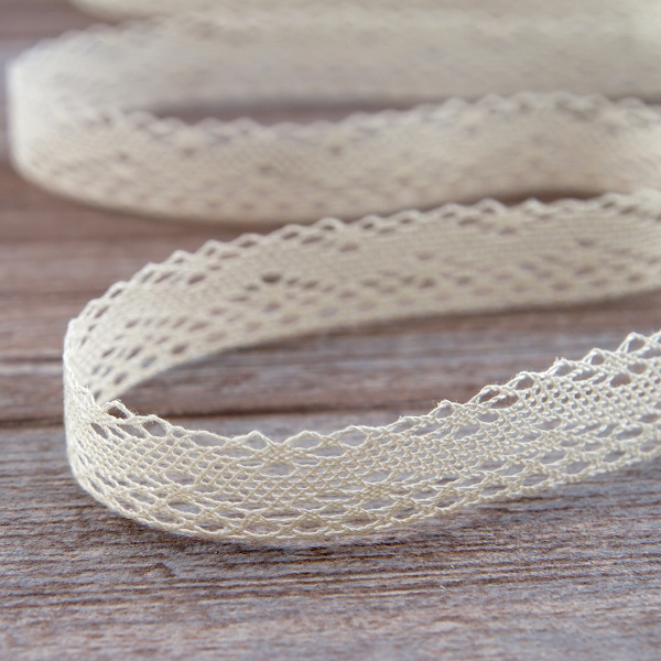 Мерсеризованное хлопковое кружево, 20 мм, цвет сливочный. Арт 1796/02                 