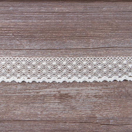 Мерсеризованное хлопковое кружево, 30 мм, цвет белый. Арт 2021/01