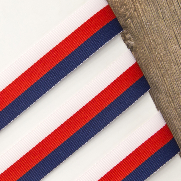 Лента репсовая PEGA, цвет триколор (белый, красный, синий), 20 мм. Арт 812711620DP001