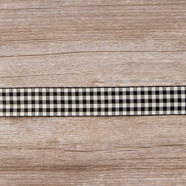 Лента с рисунком клетка SAFISA, 25 мм, 25 м, цвет 01, черный. Арт 469-25мм-01             