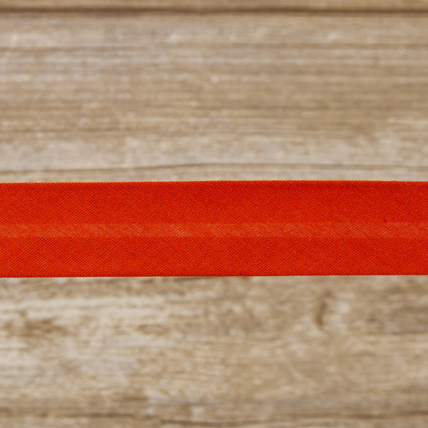 Косая бейка хлопок/полиэстер 20 мм, 25 м, цвет 46, алый яркий. Арт 6120-20мм-46            