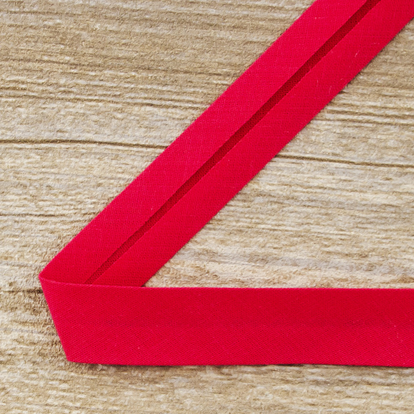 Косая бейка хлопок/полиэстер 20 мм, 25 м, цвет 20, розовый темный. Арт 6120-20мм-20            