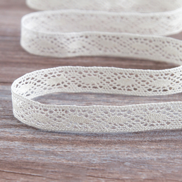 Мерсеризованное хлопковое кружево, 16 мм, шампань. Арт 2109/72