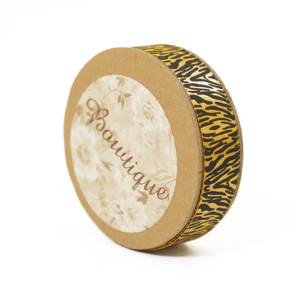 Лента атласная на картонной мини-катушке "Тигровый принт". Арт VR15.525