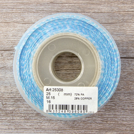 Лента органза с рисунком с проволокой по краю SAFISA, 25 мм, 15 м, цвет 16. Арт 25308-25мм-16