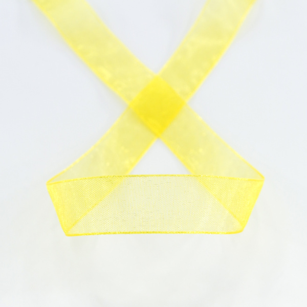 Лента органза SAFISA мини-рулон, 15 мм, 3,5 м, цвет 32, желтый. Арт P00520-15мм-32          