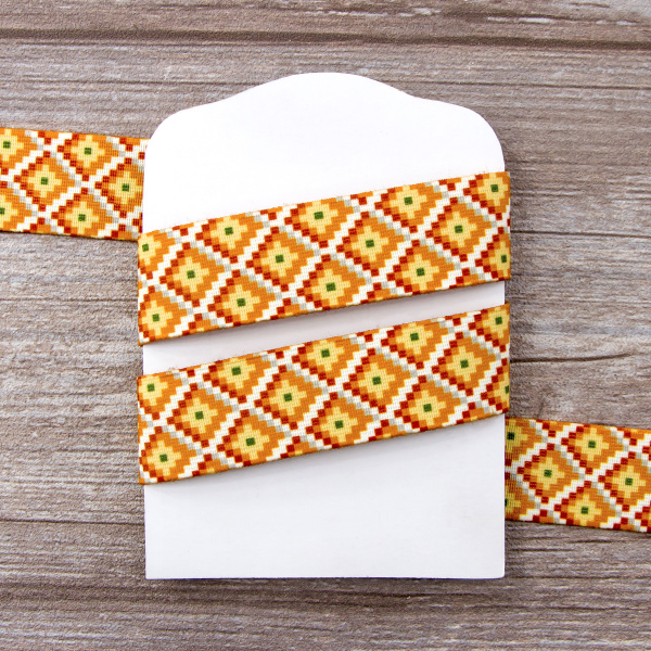 Резинка декоративная, 30 мм, цвет горчичный, 10 м. Арт 35131-30мм-02