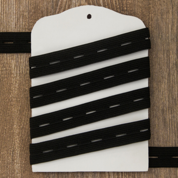 Резинка перфорированная, 18 мм, цвет черный. Арт 854128212P7001          