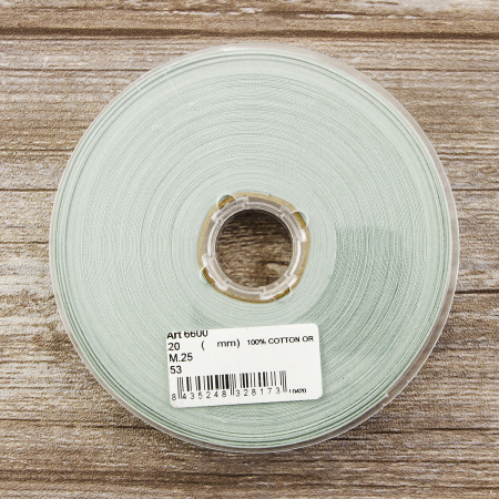 Косая бейка хлопок, 20 мм, 25 м, цвет 53, цвет ментоловый. Арт 6600-20мм-53