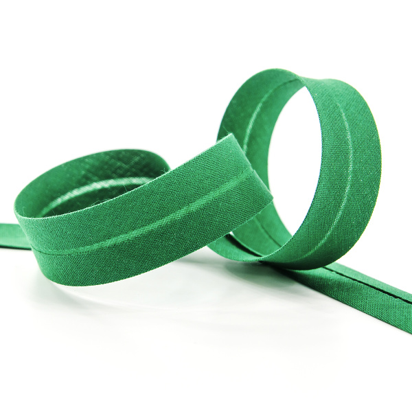 Косая бейка хлопок/полиэстер 20 мм, 25 м, цвет 25, зеленый. Арт 6120-20мм-25            