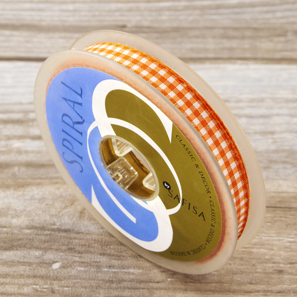 Лента с рисунком клетка SAFISA, 11 мм, 25 м, цвет 61, оранжевый. Арт 469-11мм-61             