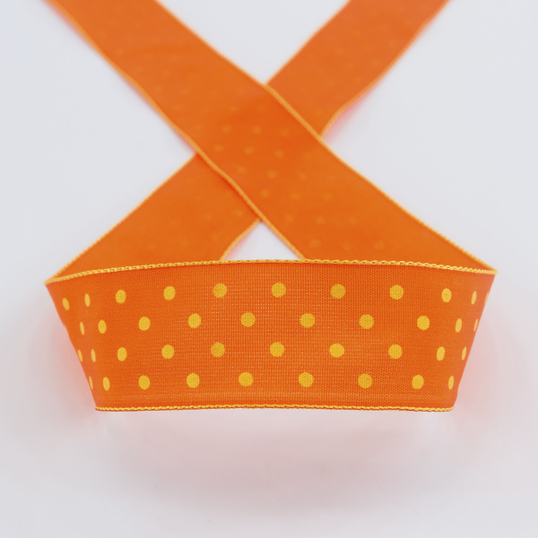 Лента с рисунком SAFISA, 25 мм, 15 м, цвет 61, оранжевый. Арт 25314-25мм-61