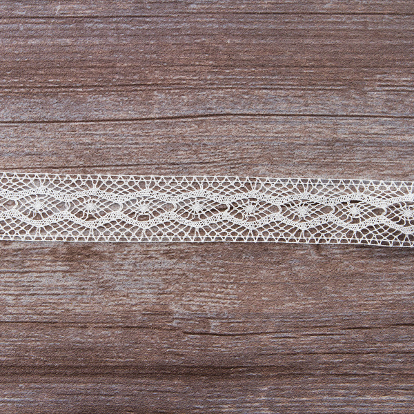 Мерсеризованное хлопковое кружево, 28 мм, цвет белый. Арт 2228/01