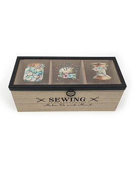 Шкатулка для хранения швейной фурнитуры, 24 х 10 х 9 см, 3 отделения. Арт G001.TN014 