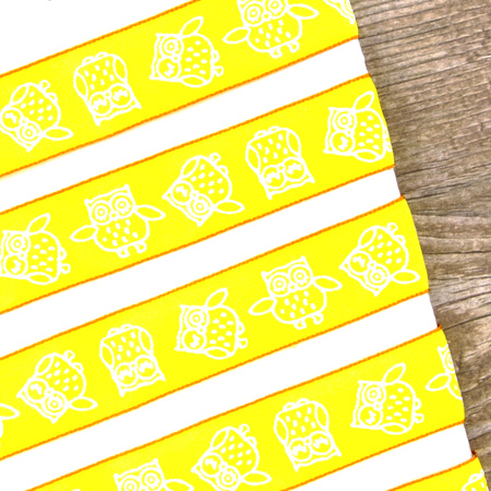 Лента с рисунком SAFISA, 15 мм, 15 м, цвет 32, желтый. Арт 35117-15мм-32