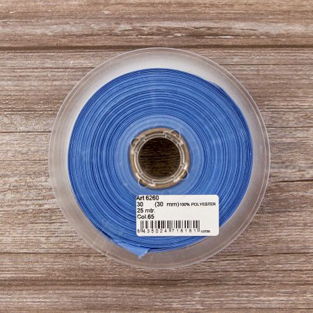 Косая бейка атласная 30 мм, 25 м, цвет 65, голубой. Арт 6260-30мм-65            