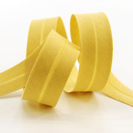 Косая бейка хлопок/полиэстер 20 мм, 25 м, цвет 63, бежевый. Арт 6120-20мм-63            