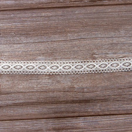 Мерсеризованное хлопковое кружево, 20 мм, цвет белый. Арт 1524/01                 