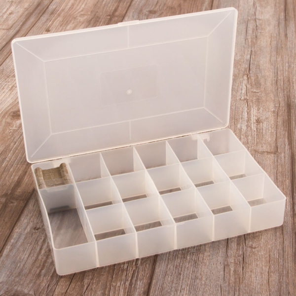 Органайзер для хранения мулине, 18 х 28 х 4 см, пластик, содержит 100 шпулей, 17 ячеек. Арт M3003.L                 