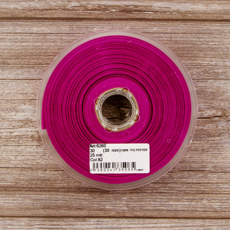 Косая бейка атласная 30 мм, 25 м, цвет 82, пурпурный. Арт 6260-30мм-82            