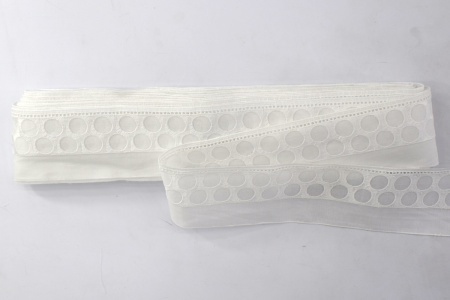 Шитье-вышивка на батисте, прошва, 55 мм, цвет белый. Арт 37249/B