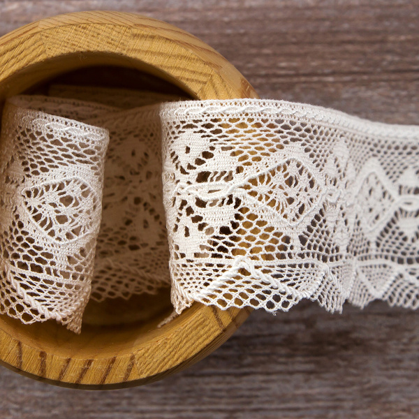 Мерсеризованное хлопковое кружево, 45 мм, белый. Арт 2173/01