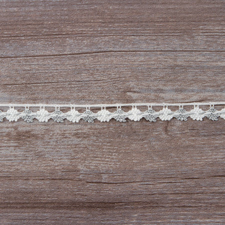 Мерсеризованное хлопковое кружево, 13 мм, цвет белый с серебристым. Арт 3615/J7                 