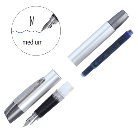 Ручка перьевая "College" для левши, с синим картриджем, размер пера M, 0.5 мм, принт "Be Happy". Арт 61181/3D