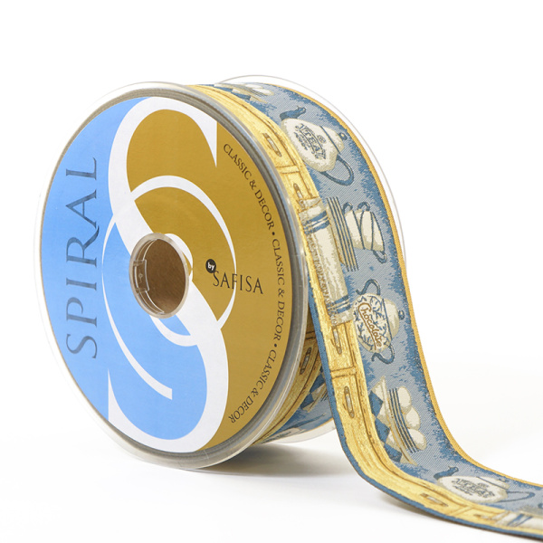 Лента жаккард SAFISA, 50 мм, 15 м, цвет 01. Арт 9211-50мм-01