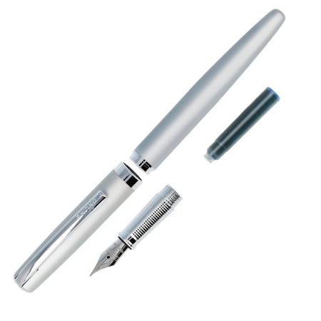 Ручка перьевая "Eleganza Classic" с синим картриджем, размер пера M, 0.5 мм, цвет корпуса серебро. Арт 34363