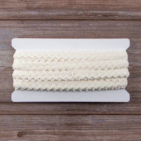 Мерсеризованное хлопковое кружево, 15 мм, цвет молочно-белый. Арт 3262/18