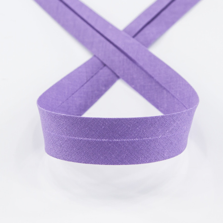 Косая бейка хлопок/полиэстер 20 мм, 25 м, цвет 125, сиреневый темный. Арт 6120-20мм-125           