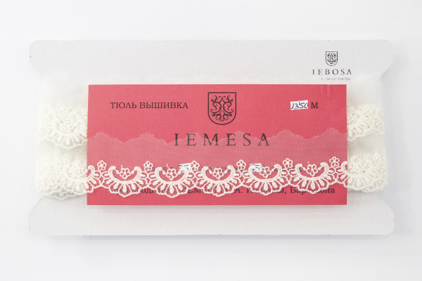 Кружево-вышивка на тюле, 22 мм, 13,5 м. Арт 41686/01