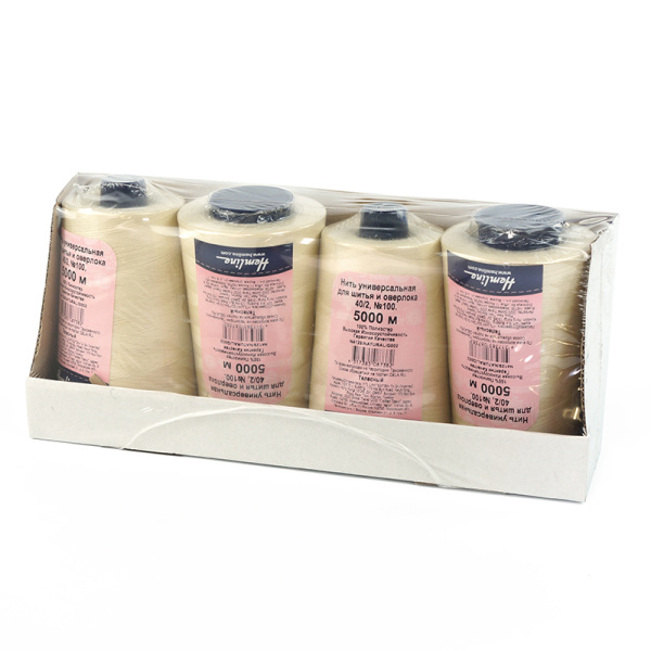 Нить универсальная  Hemline для шитья и оверлока, 5000 м. Арт N4129/NATURAL/G002