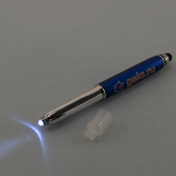 Ручка шариковая GELA.RU с фонариком LED и стилусом. Арт SPEC/G002/12         