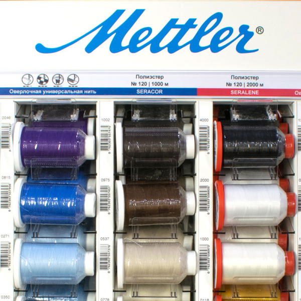 Стенд-верхушка нитей оверлочных SERALENE 120 2000 м, SERACOR 120 1000 м. Арт GELA M32-Compl