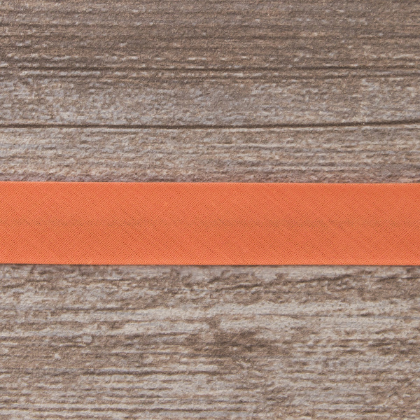 Косая бейка хлопок/полиэстер 20 мм, 25 м, цвет 122, кораловый темный. Арт 6120-20мм-122           