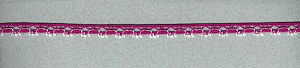 Мерсеризованное хлопковое кружево, 10 мм, цвет цикламеновый с белым