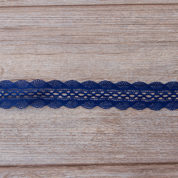 Мерсеризованное хлопковое кружево, 35 мм, цвет синий. Арт 1865/10