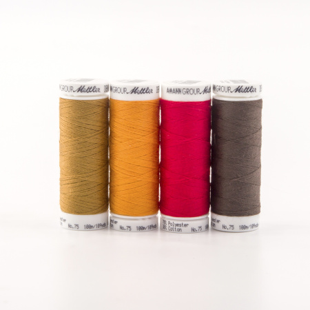 Набор с нитками для джинс DENIM DOC 75, 100 м  в подарочной упаковке, 4 катушки. Арт DE4TERRA-KIT