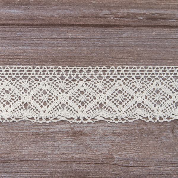 Мерсеризованное хлопковое кружево, 60 мм, шампань. Арт 2145/72