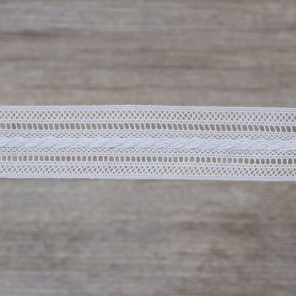 Мерсеризованное хлопковое кружево, 26 мм, цвет светло-голубой. Арт 2178/19