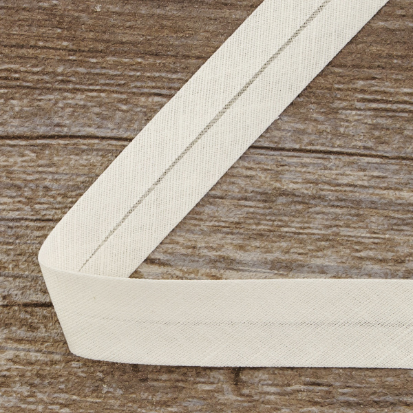 Косая бейка хлопок/лён, 20 мм, 20 м, цвет 56, кремовый. Арт 6602-20мм-56